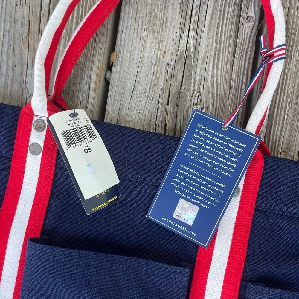 NEW Polo Ralph Lauren Team USA 2024 Summer Olympics Patch Tote Bag Navy Blue